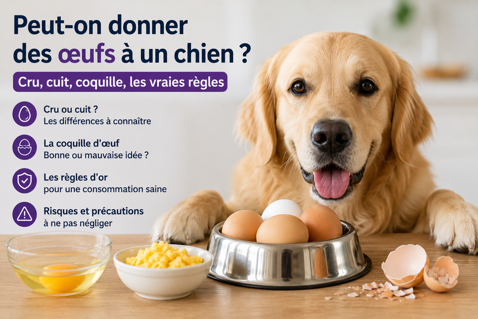 Peut-on donner des œufs à un chien ? (Cru, cuit, coquille, les vraies règles)