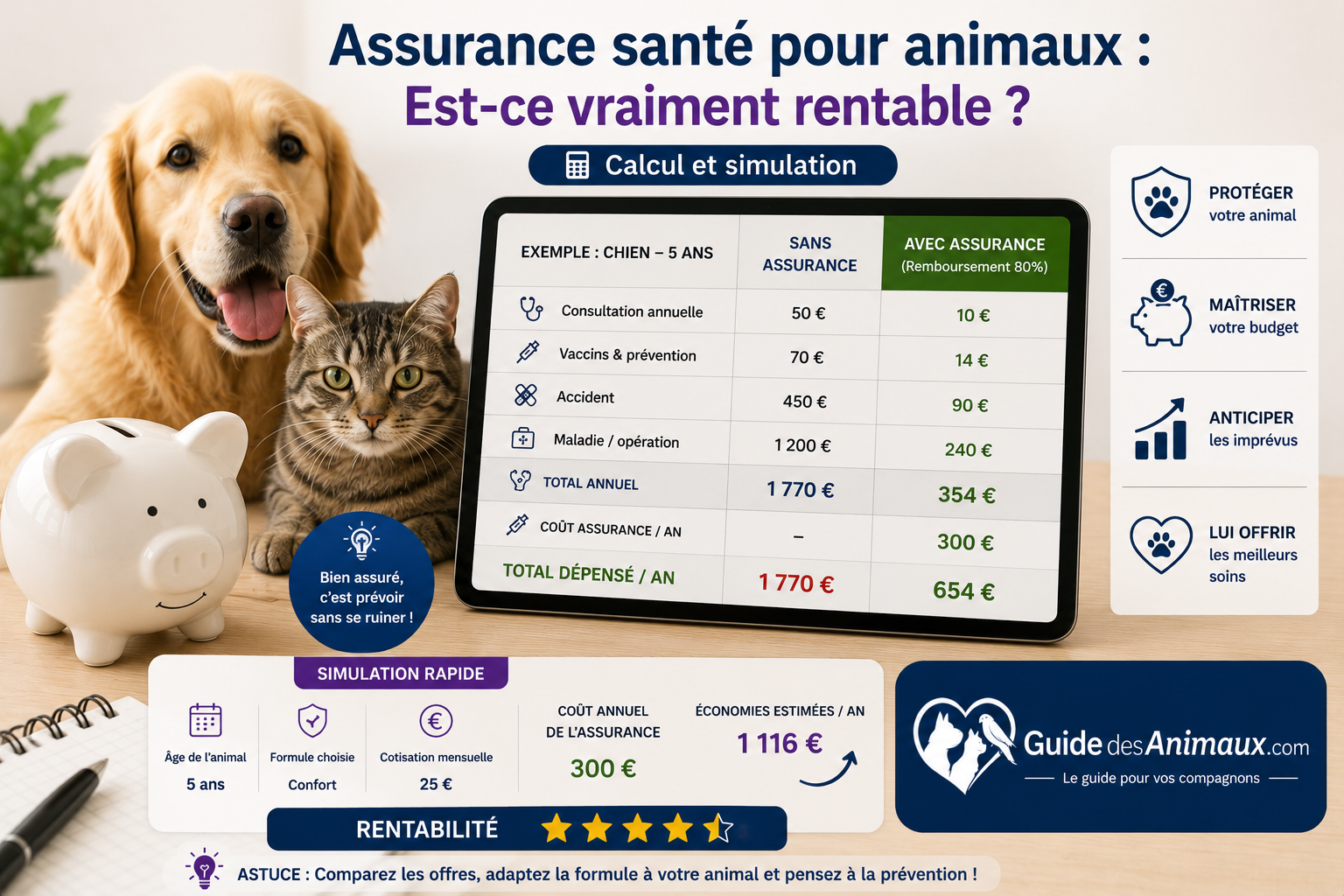 Assurance santé pour animaux : Est-ce vraiment rentable ? (Calcul et simulation)