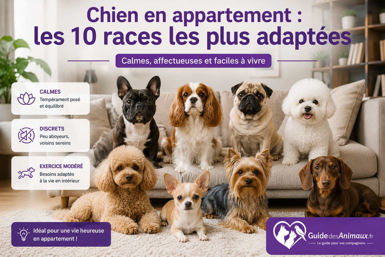 Chien en appartement : Le top 10 des races les plus adaptées et pourquoi