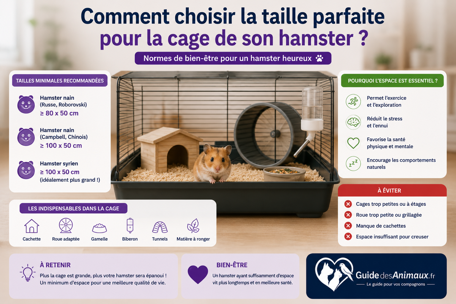 Comment choisir la taille parfaite pour la cage de son hamster ? (Normes de bien-être)