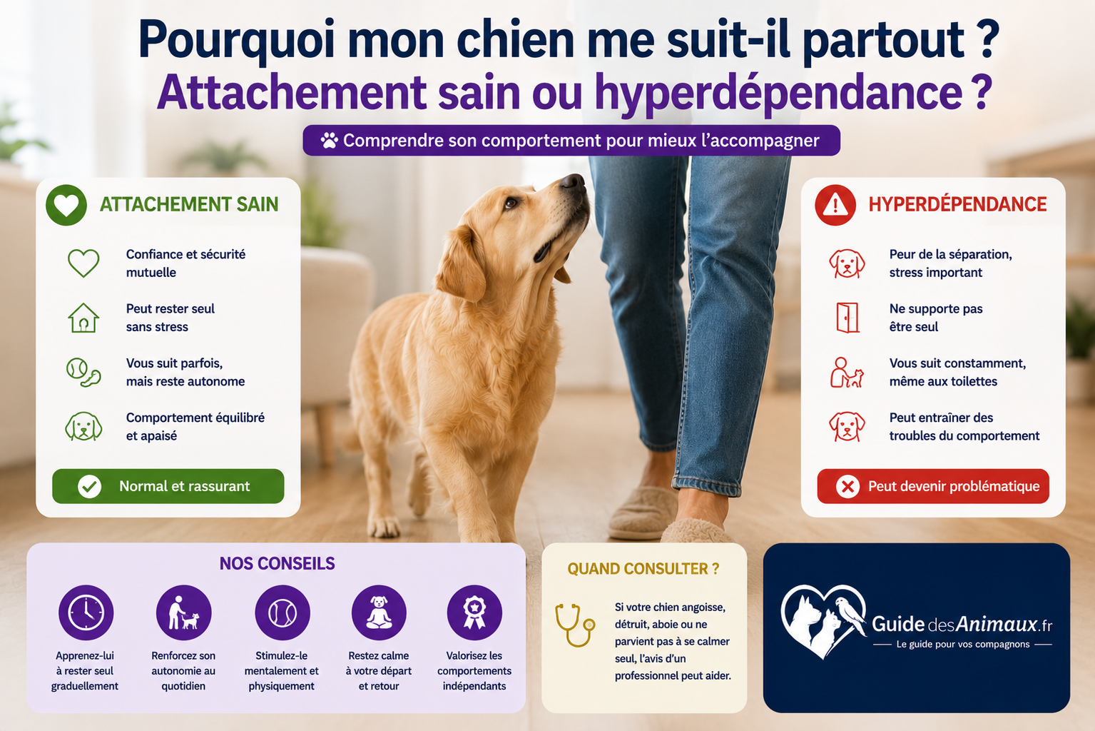 Pourquoi mon chien me suit-il partout ? (Attachement sain ou hyperdépendance ?)